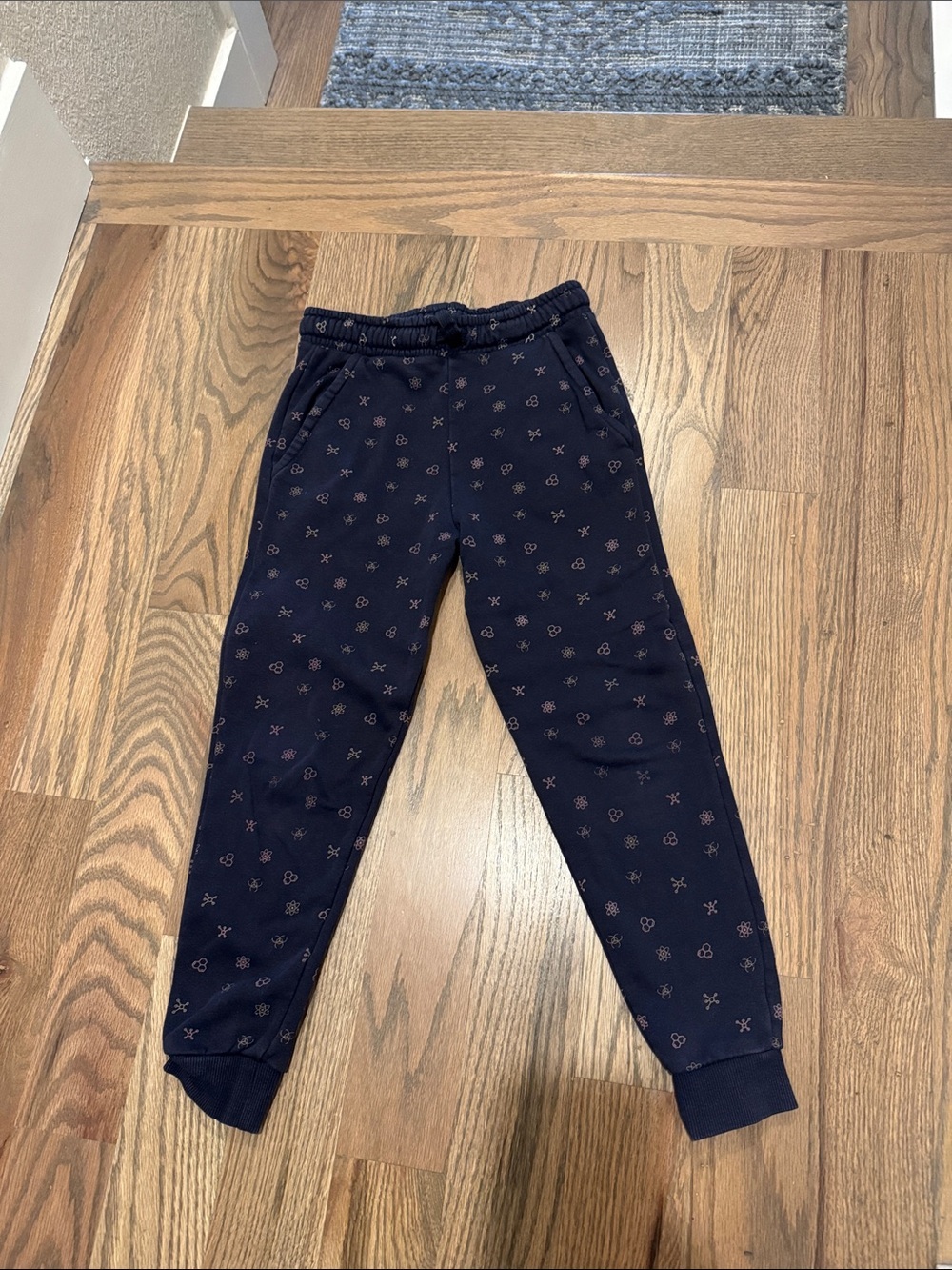 Kids Navy Blue Printed Jogger Pants